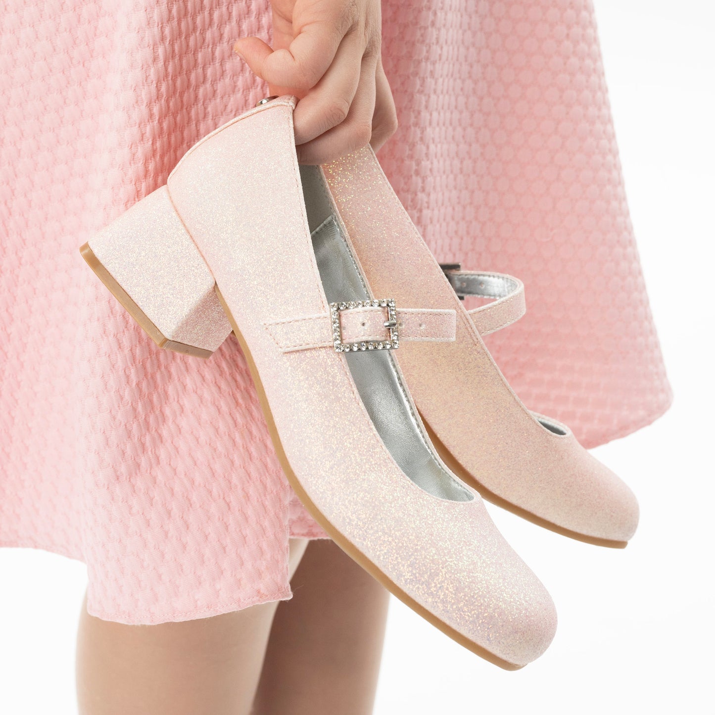 Nina Shoes Girls Mila Pink Glitter Mary Jane Dress Shoe