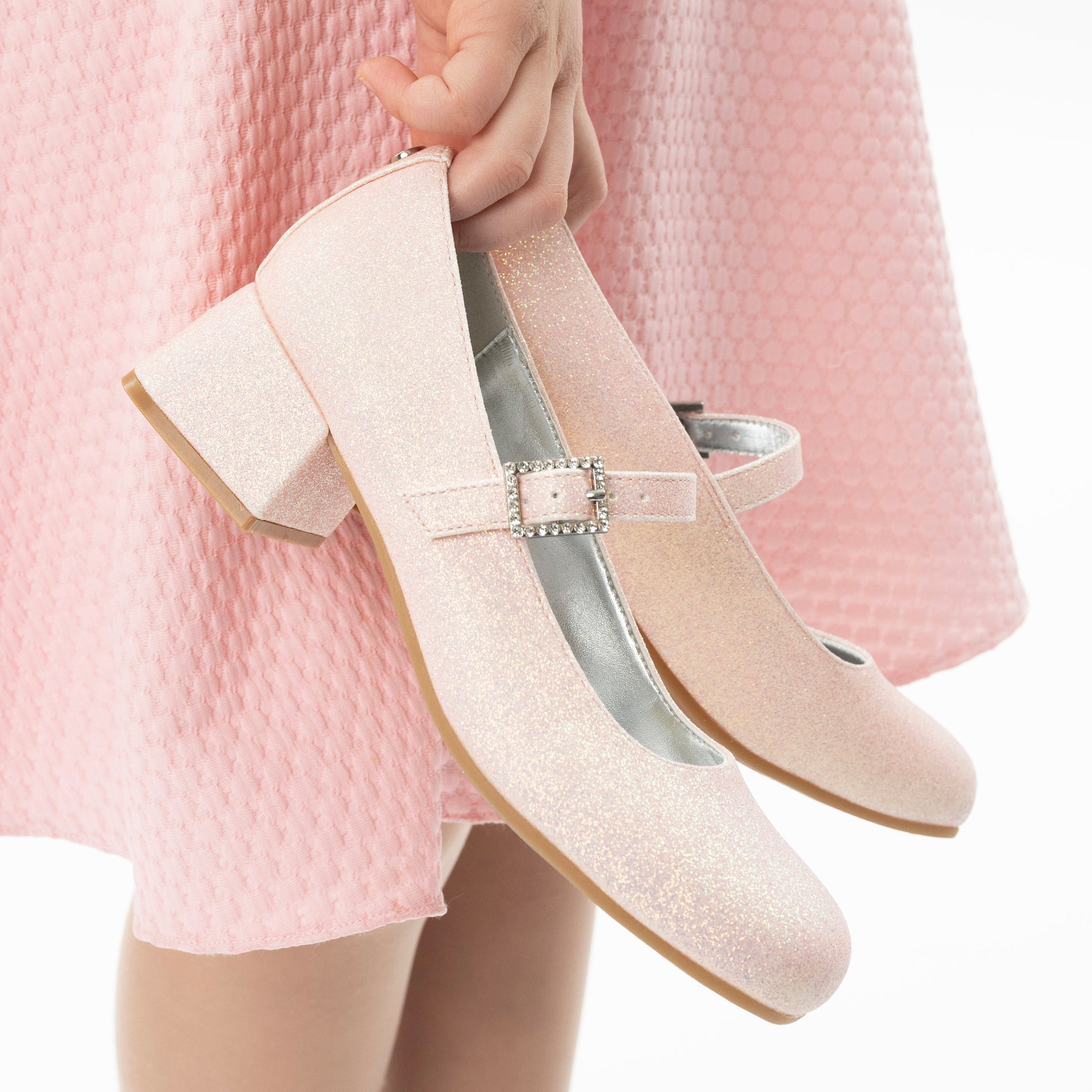 Nina Shoes Girls Mila Pink Glitter Mary Jane Dress Shoe