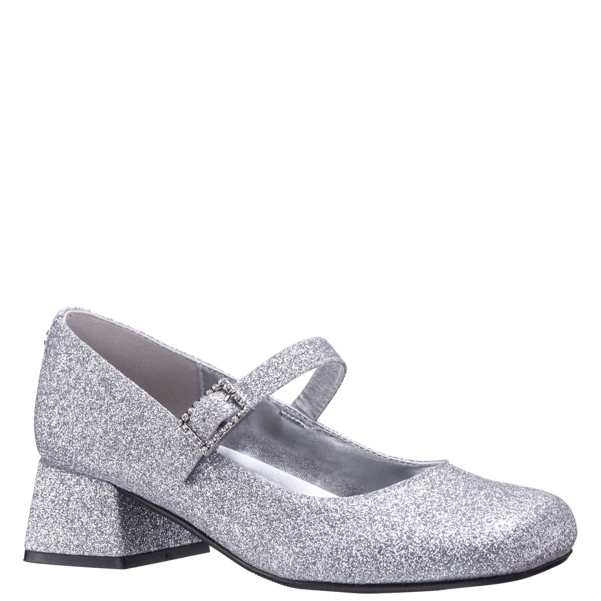 Nina Shoes Girls Mila Silver Glitter Mary Jane Dress Shoe