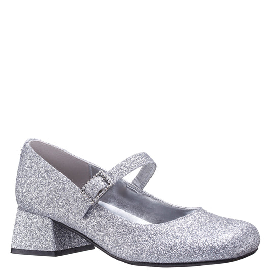 Nina Shoes Girls Mila Silver Glitter Mary Jane Dress Shoe