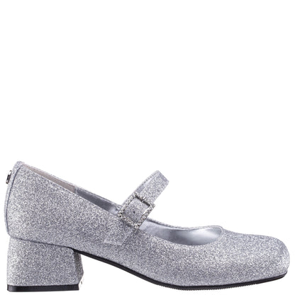 Nina Shoes Girls Mila Silver Glitter Mary Jane Dress Shoe