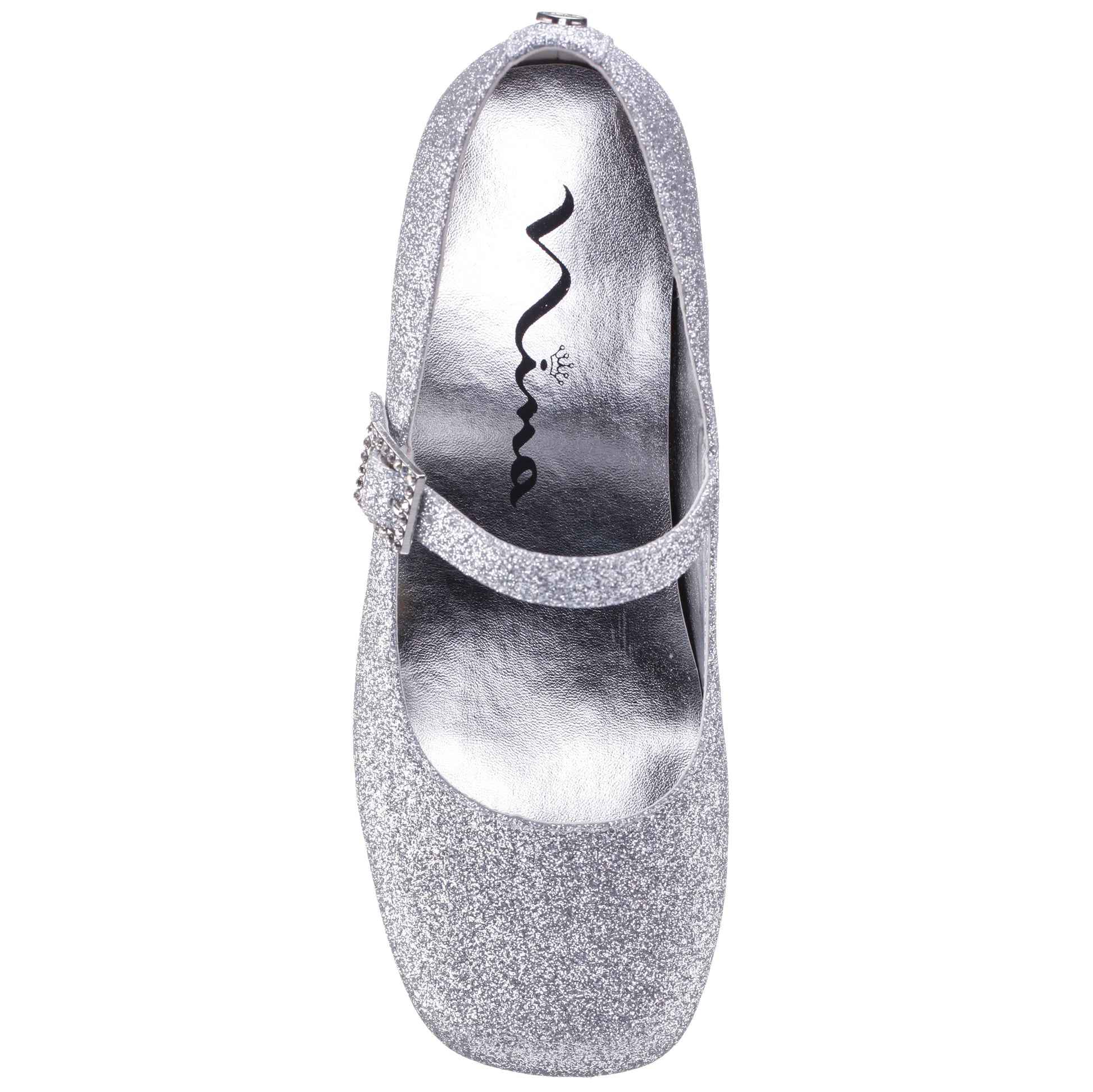 Nina Shoes Girls Mila Silver Glitter Mary Jane Dress Shoe
