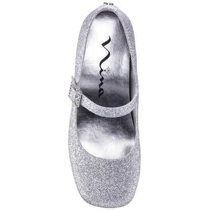 Nina Shoes Girls Mila Silver Glitter Mary Jane Dress Shoe
