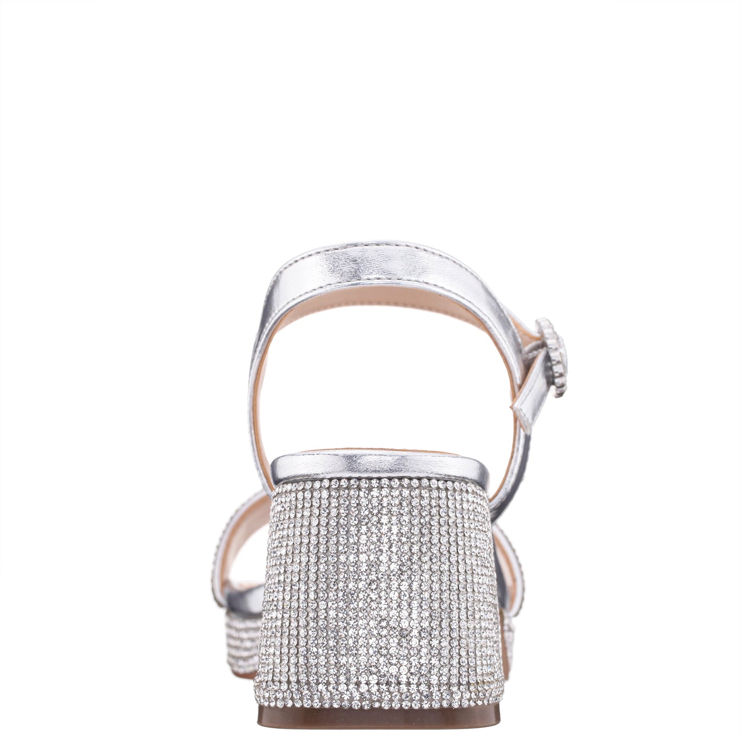 Nina Shoes Girls Marysol Silver Metallic Rhinestone Platform Dress Sandals