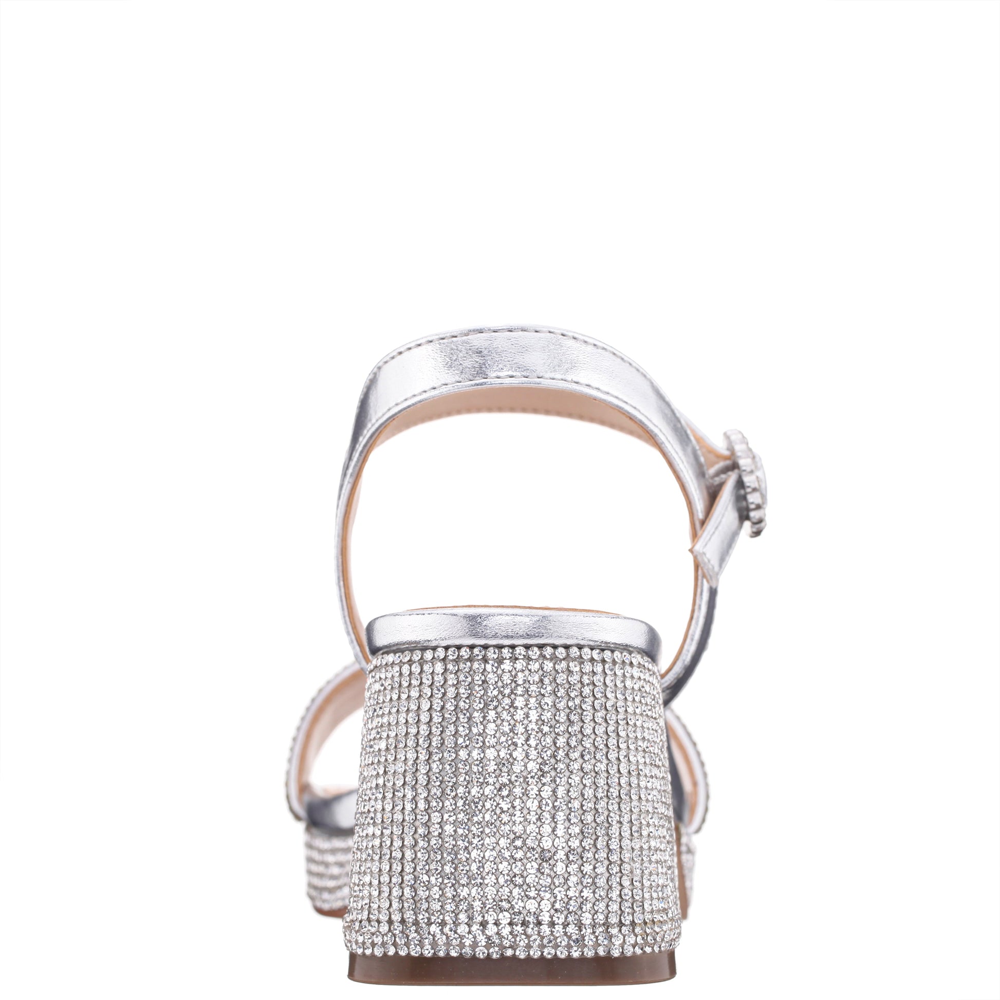 Nina Shoes Girls Marysol Silver Metallic Rhinestone Platform Dress Sandals