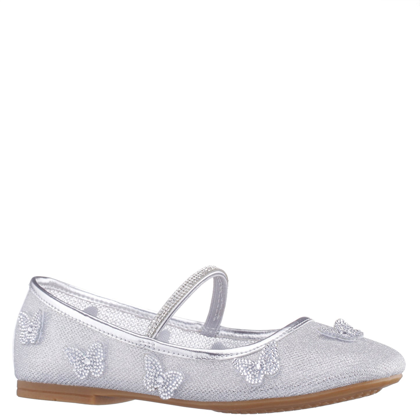 Nina Shoes Girls Noula Silver Mesh Ballet Shoe