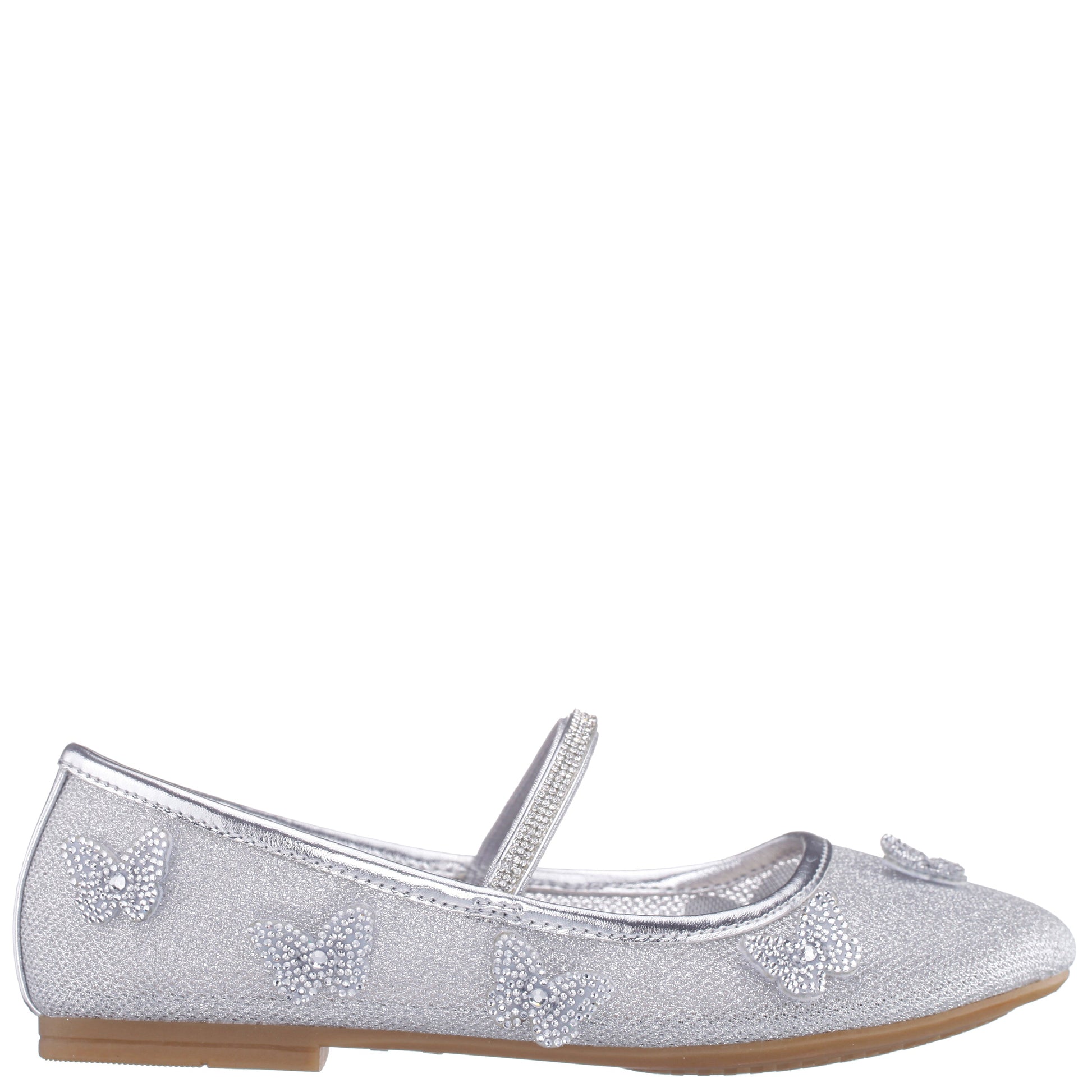Nina Shoes Girls Noula Silver Mesh Ballet Shoe