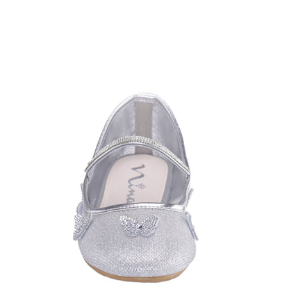 Nina Shoes Girls Noula Silver Mesh Ballet Shoe