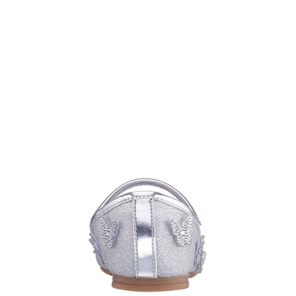 Nina Shoes Girls Noula Silver Mesh Ballet Shoe