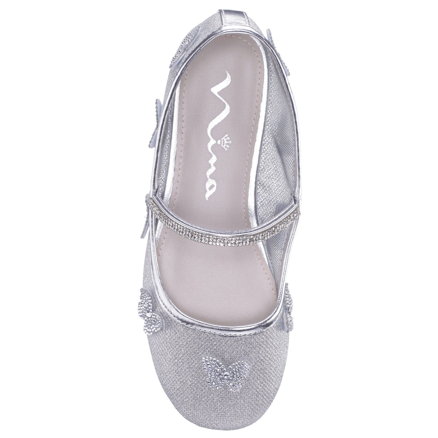 Nina Shoes Girls Noula Silver Mesh Ballet Shoe