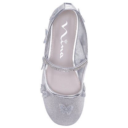Nina Shoes Girls Noula Silver Mesh Ballet Shoe