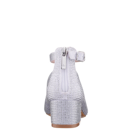 Nina Shoes Girls Lennie2 White Rhinestone Dress Shoes