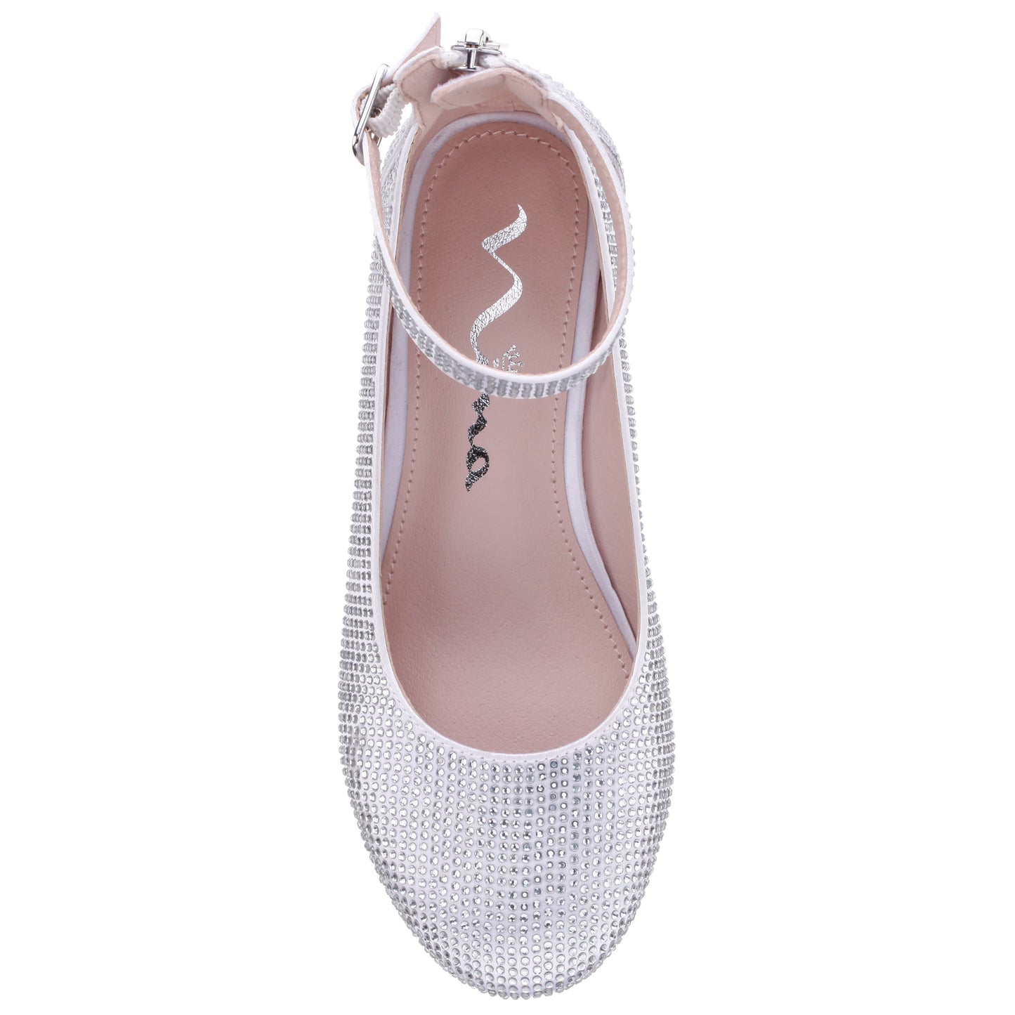 Nina Shoes Girls Lennie2 White Rhinestone Dress Shoes