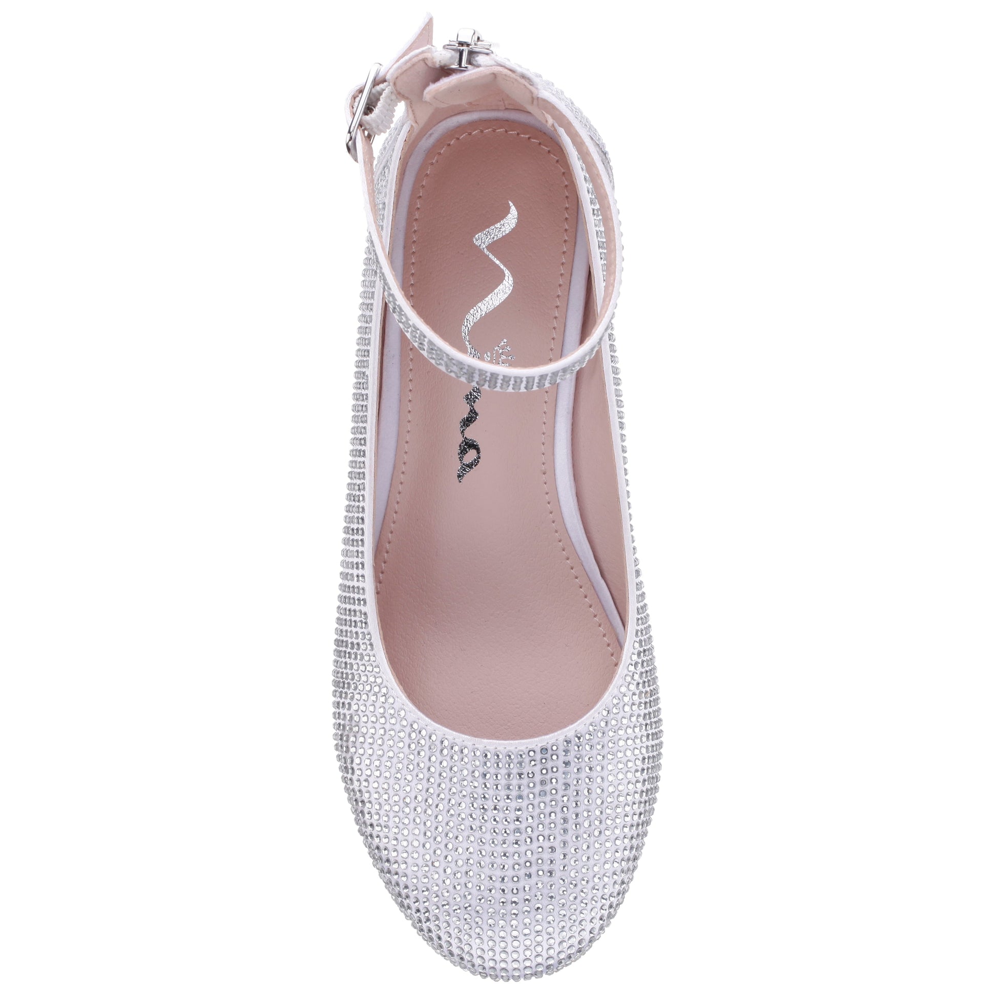 Nina Shoes Girls Lennie2 White Rhinestone Dress Shoes