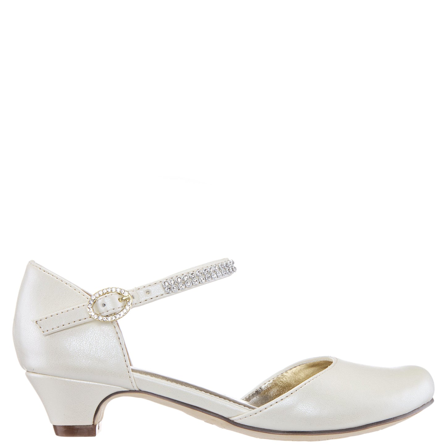 Nina Shoes Girls Cera Beige Pearlized Dress Shoes with Rhinestones