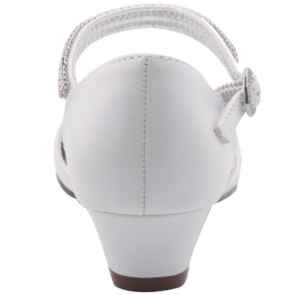 Nina Shoes Girls Cera White Dress shoes with Rhinestones