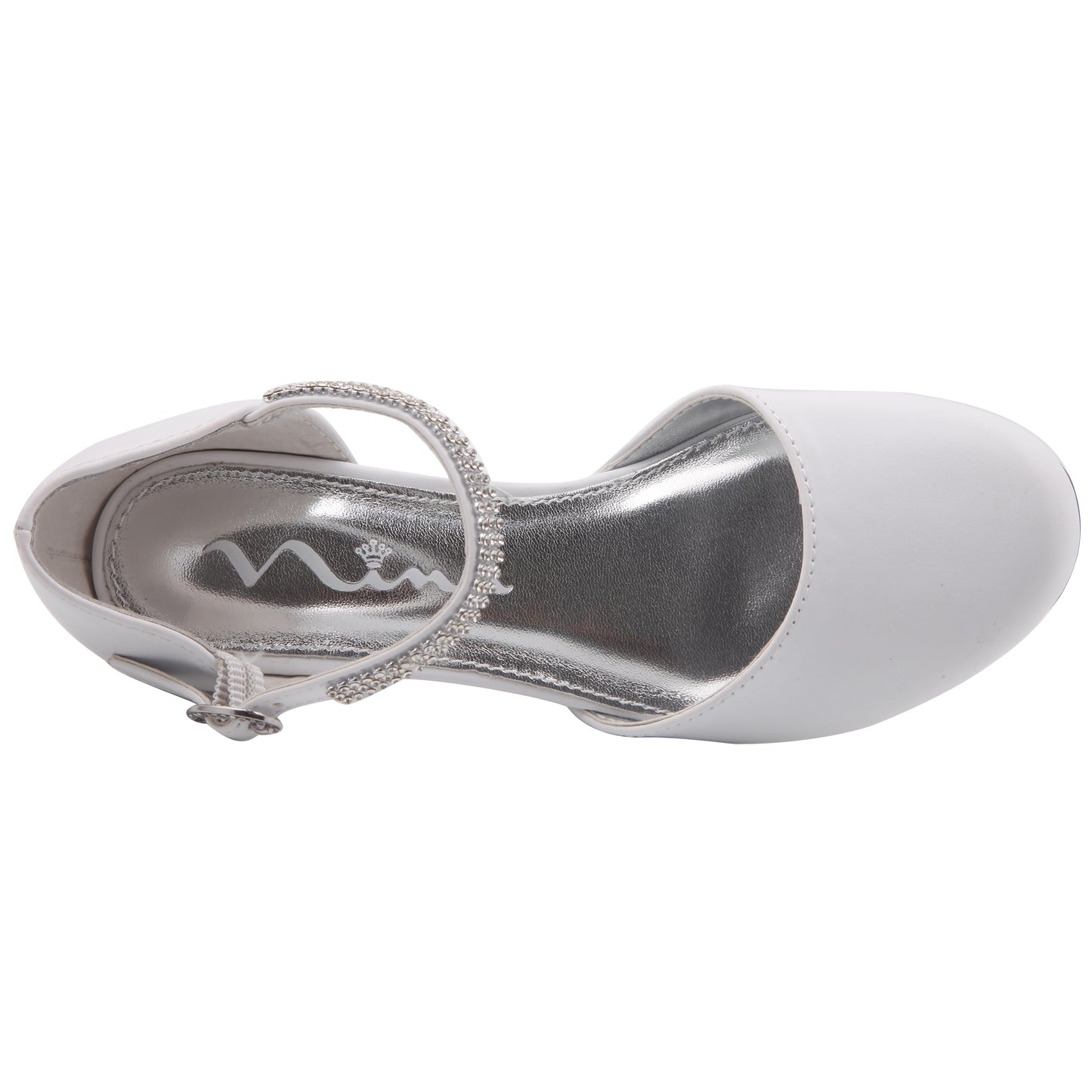 Nina Shoes Girls Cera White Dress shoes with Rhinestones