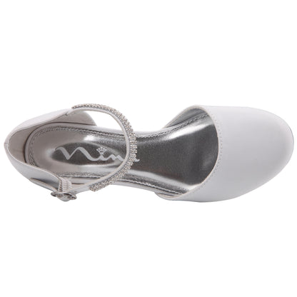 Nina Shoes Girls Cera White Dress shoes with Rhinestones
