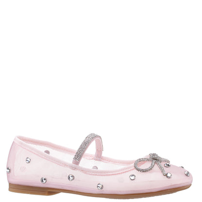 Nina Shoes Girls Leva Pink Rhinestone Mesh Ballet Flats