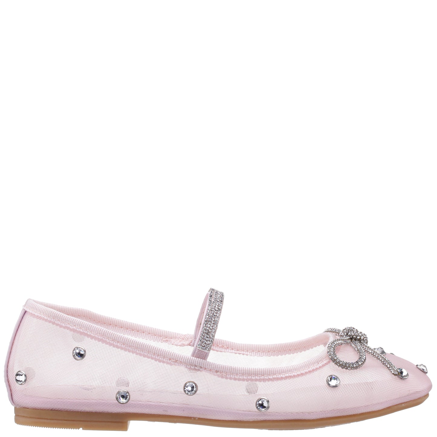 Nina Shoes Girls Leva Pink Rhinestone Mesh Ballet Flats