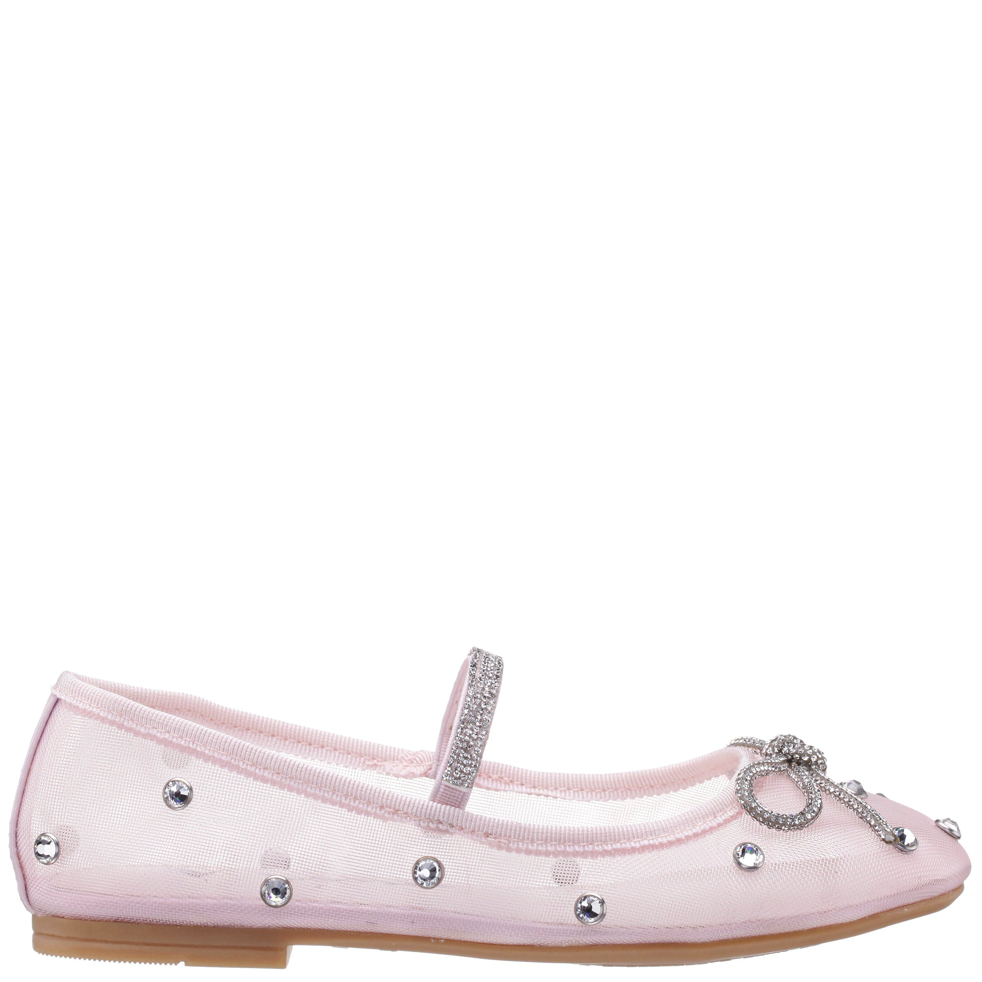 Nina Shoes Girls Leva Pink Rhinestone Mesh Ballet Flats