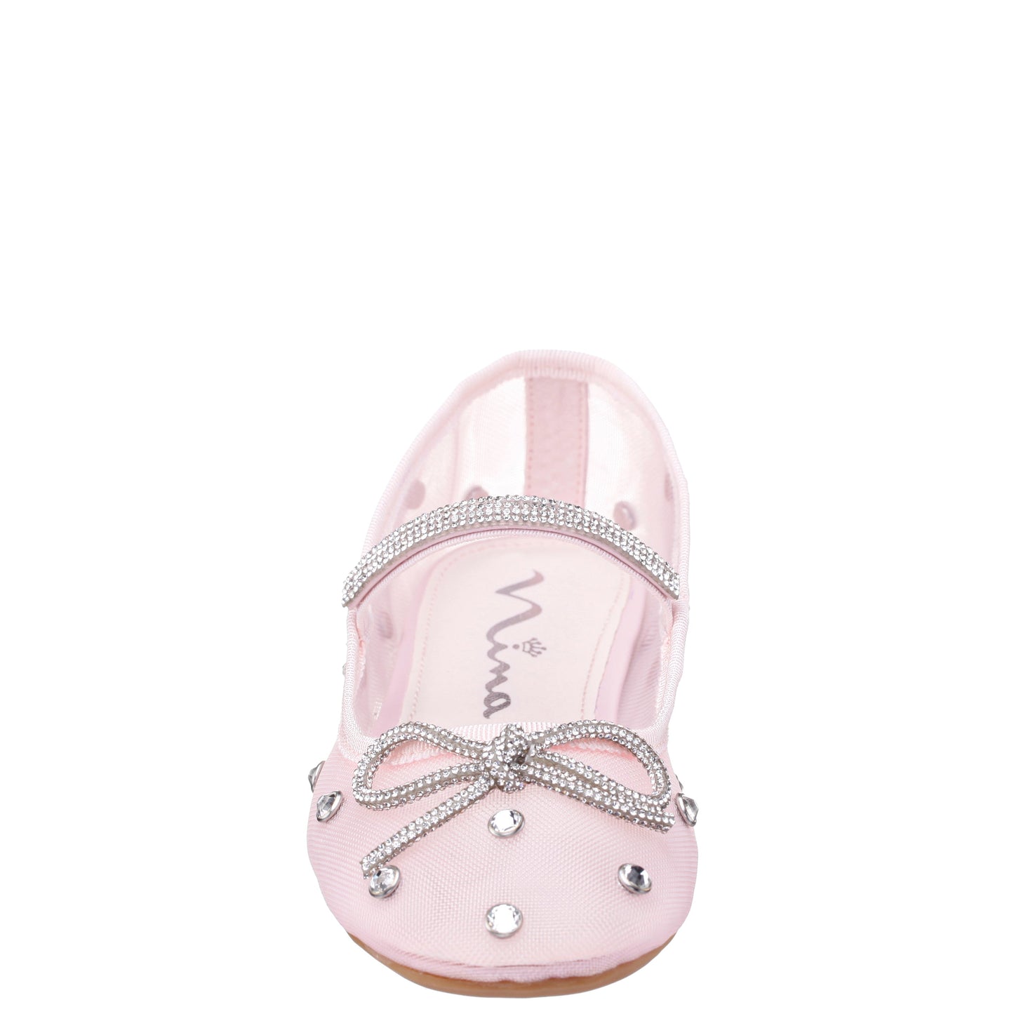 Nina Shoes Girls Leva Pink Rhinestone Mesh Ballet Flats
