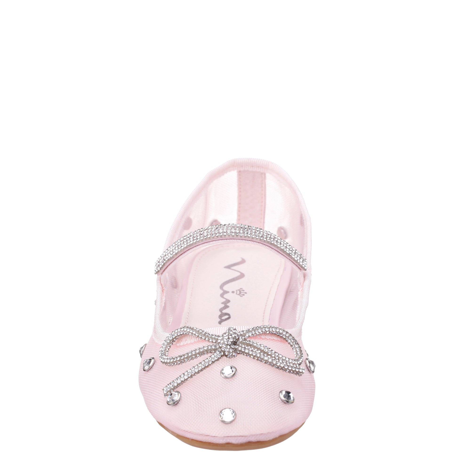 Nina Shoes Girls Leva Pink Rhinestone Mesh Ballet Flats