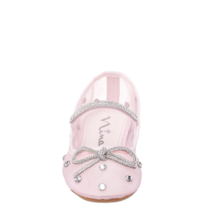 Nina Shoes Girls Leva Pink Rhinestone Mesh Ballet Flats