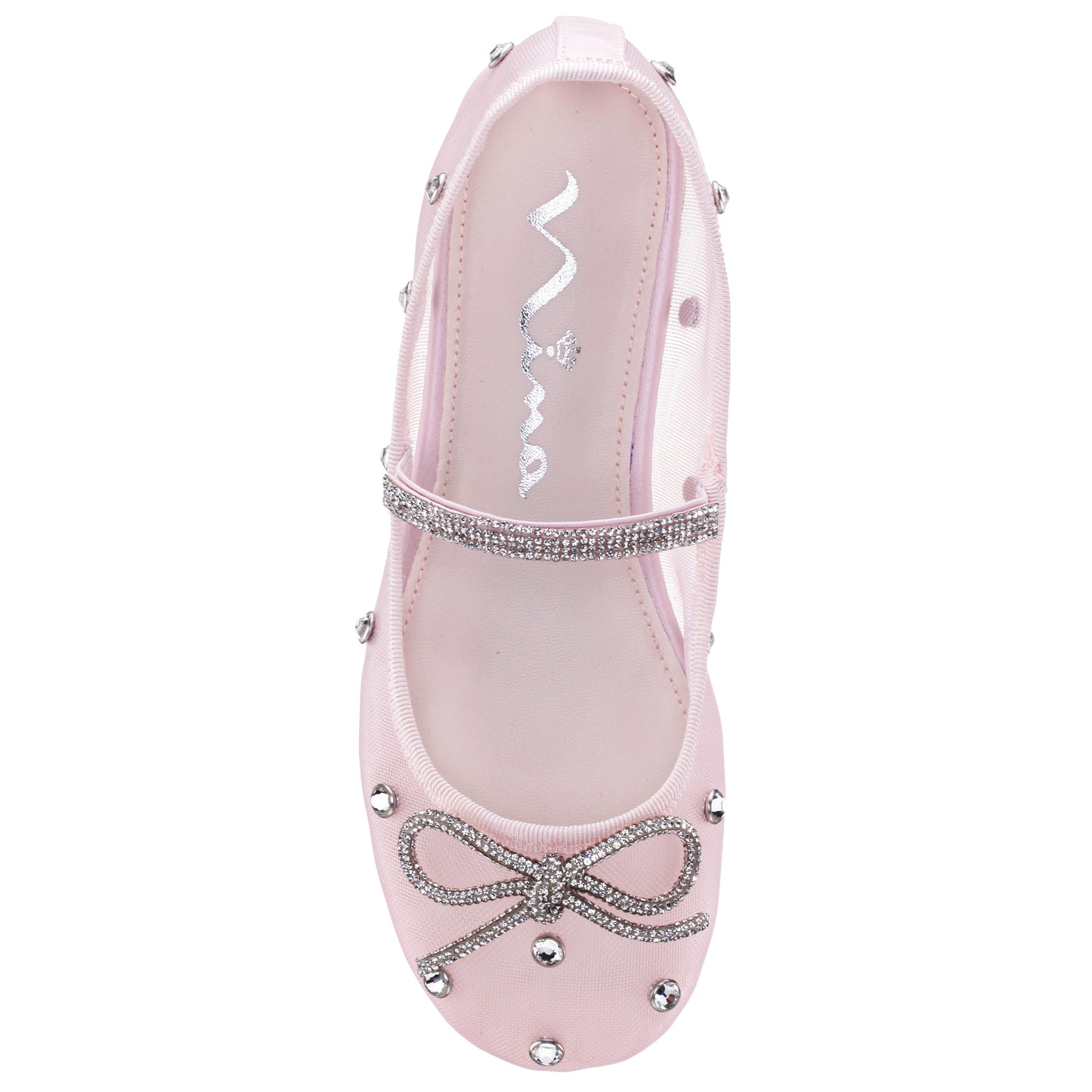 Nina Shoes Girls Leva Pink Rhinestone Mesh Ballet Flats