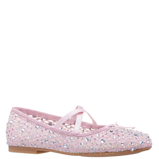 Nina Shoes Girls Hadley Pink Rhinestone Mesh Ballet Flats
