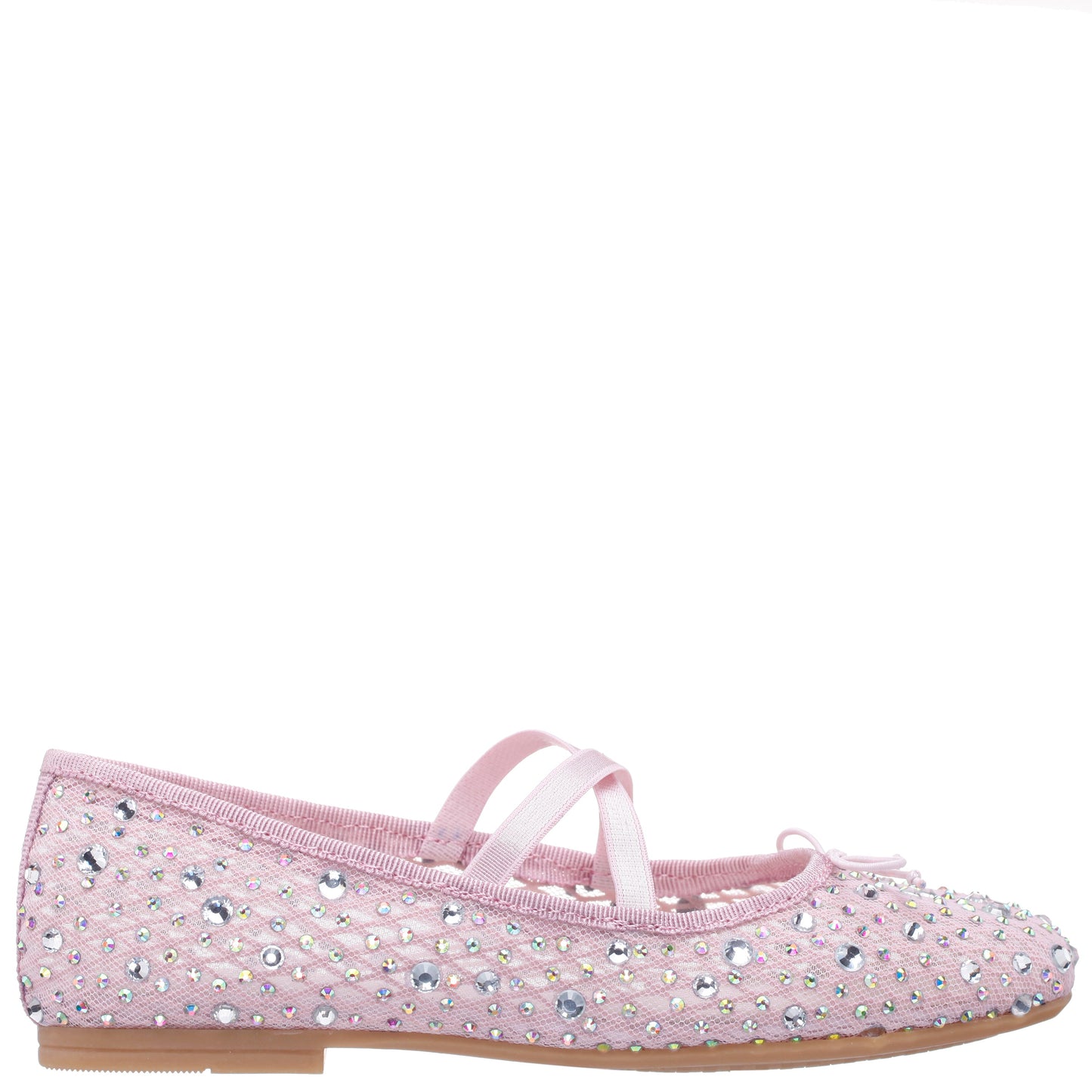 Nina Shoes Girls Hadley Pink Rhinestone Mesh Ballet Flats