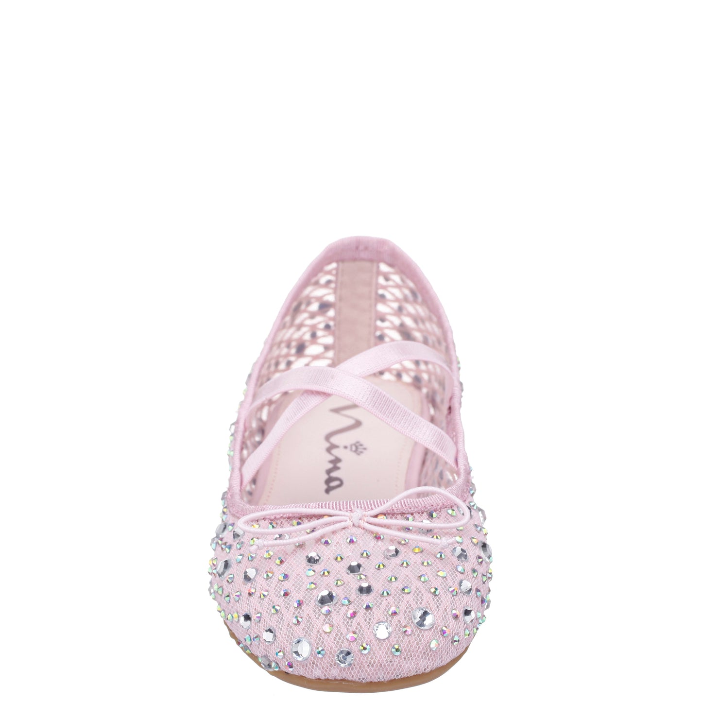 Nina Shoes Girls Hadley Pink Rhinestone Mesh Ballet Flats