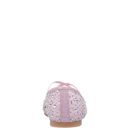 Nina Shoes Girls Hadley Pink Rhinestone Mesh Ballet Flats
