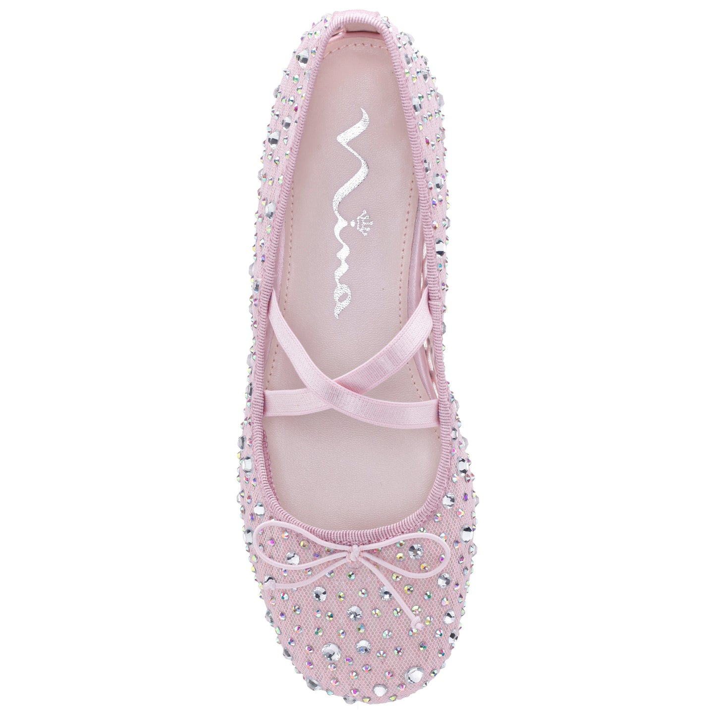 Nina Shoes Girls Hadley Pink Rhinestone Mesh Ballet Flats