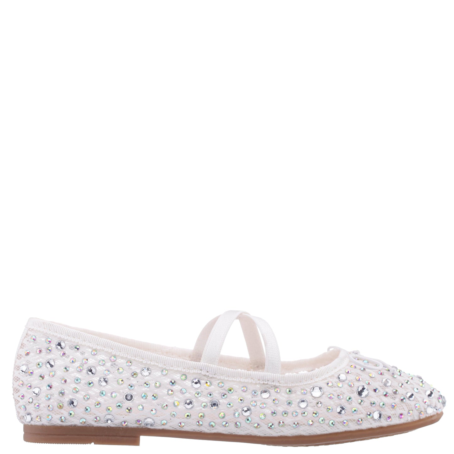 Nina Shoes Girls Hadley White Rhinestone Mesh Ballet Flats