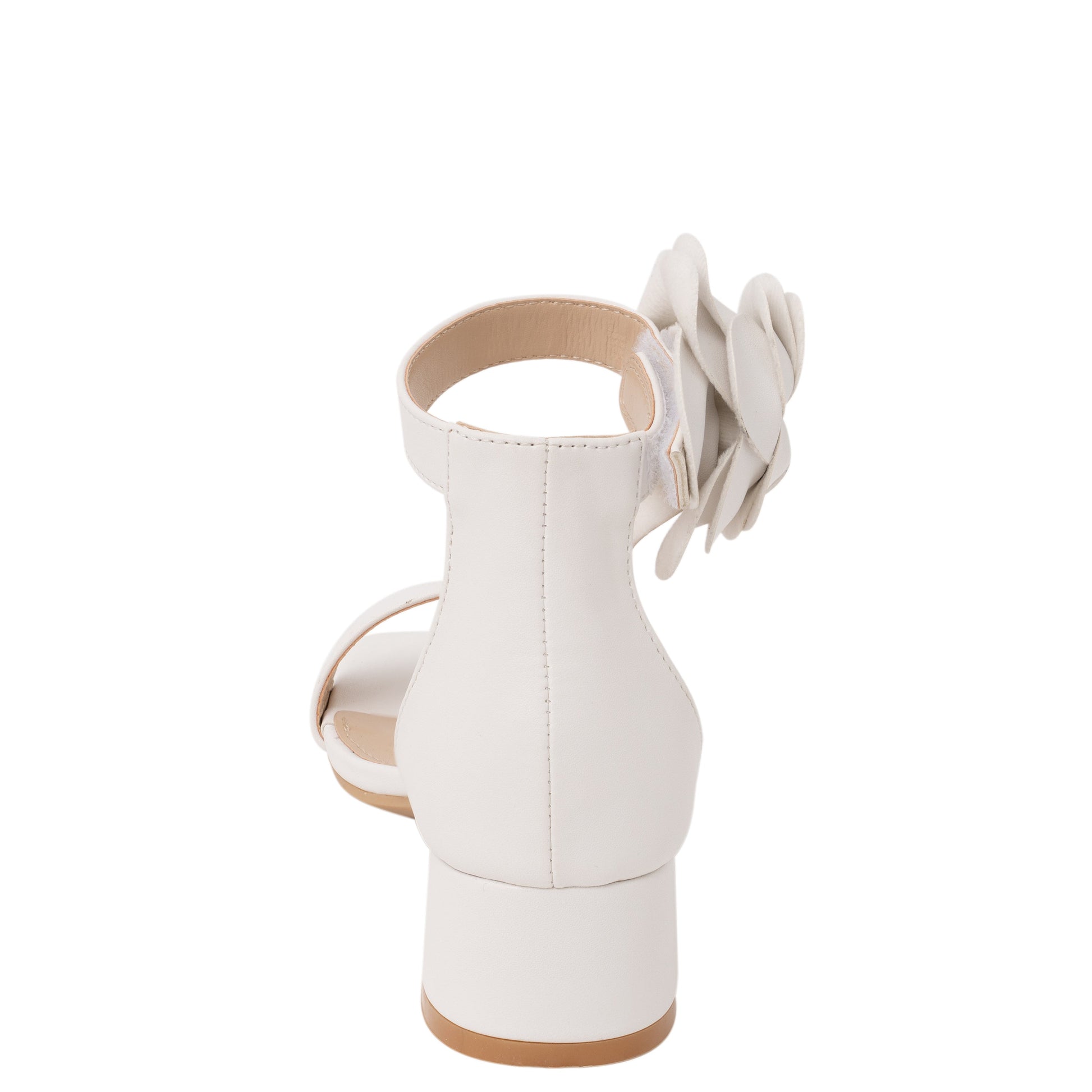 Nina Shoes Girls Mona White Block Heel Flower Sandals