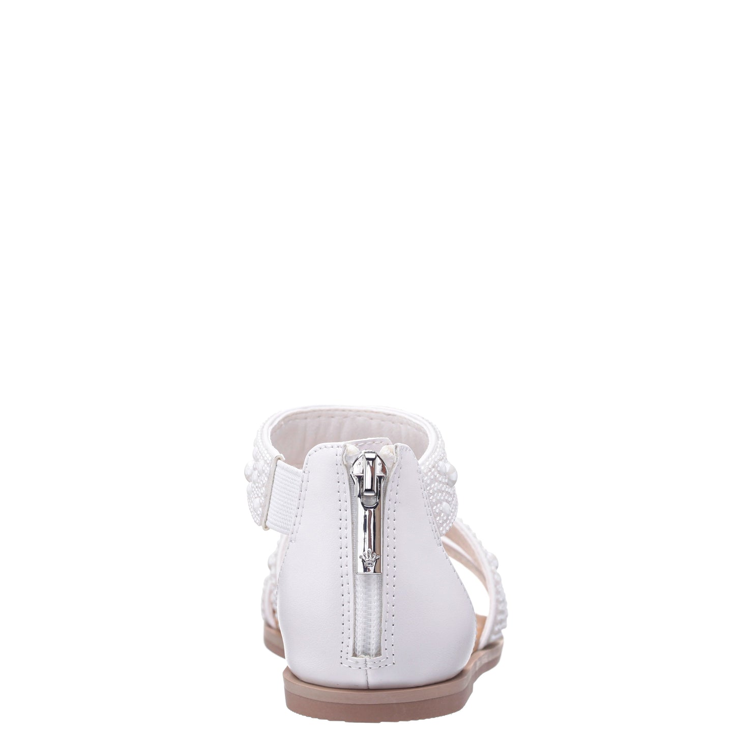 Nina Shoes Girls Analeigh White Zip Back Pearl Sandals