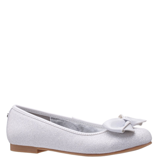 Nina Shoes Girls Rose White Glitter Flower Ballet Flats