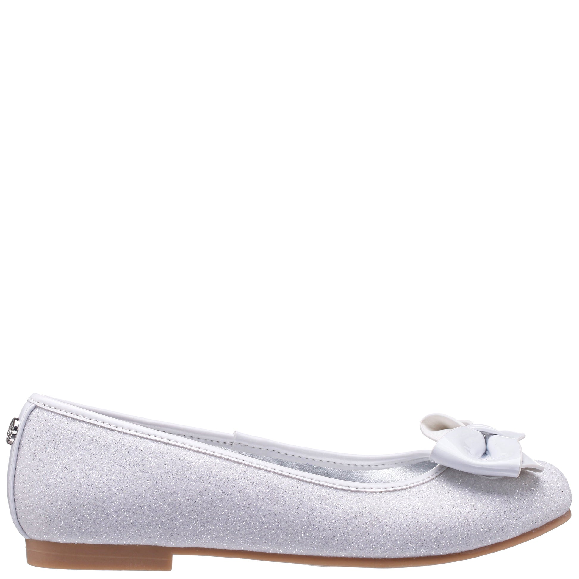 Nina Shoes Girls Rose White Glitter Flower Ballet Flats