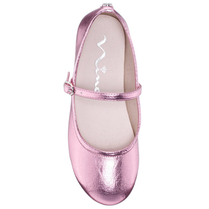 Nina Shoes Girls Nicola Pink Crackle Metallic Ballet Flats
