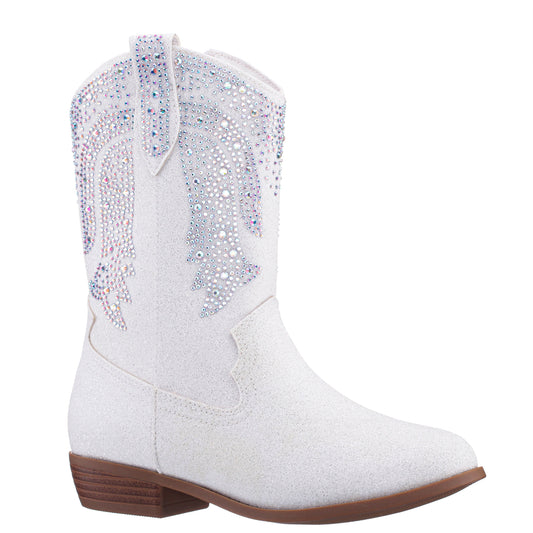 Nina Shoes Girls Hawley White Heel Cowboy Boots