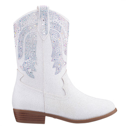 Nina Shoes Girls Hawley White Heel Cowboy Boots