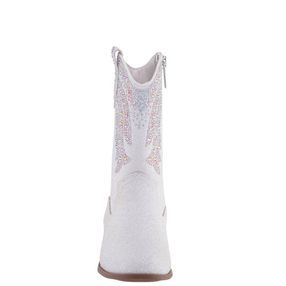 Nina Shoes Girls Hawley White Heel Cowboy Boots