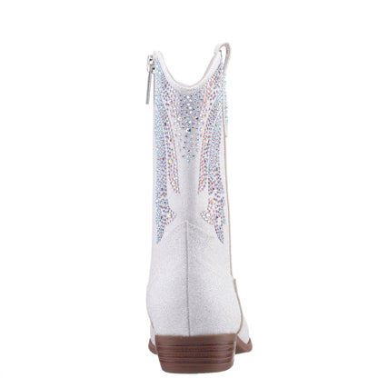 Nina Shoes Girls Hawley White Heel Cowboy Boots