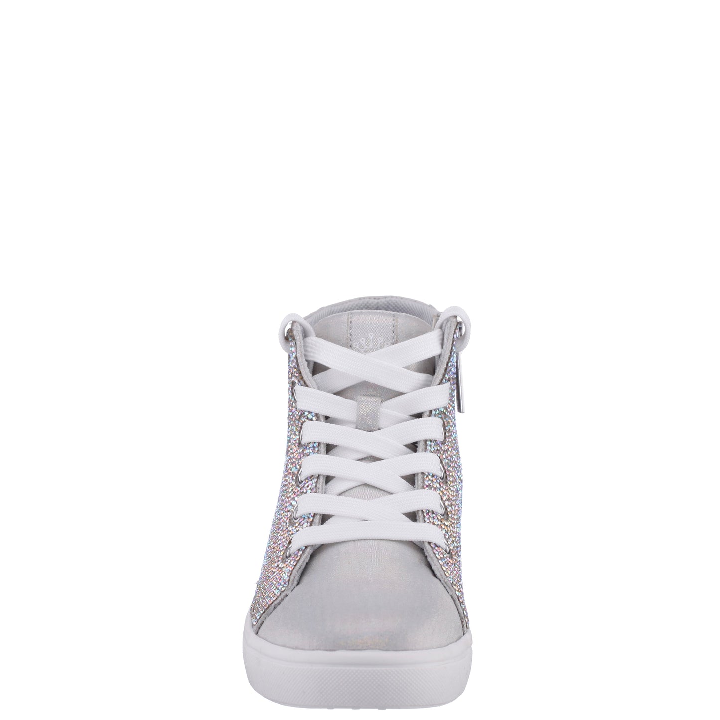Nina Shoes Girls Kula Silver Crystal Side Zip High Top Sneaker