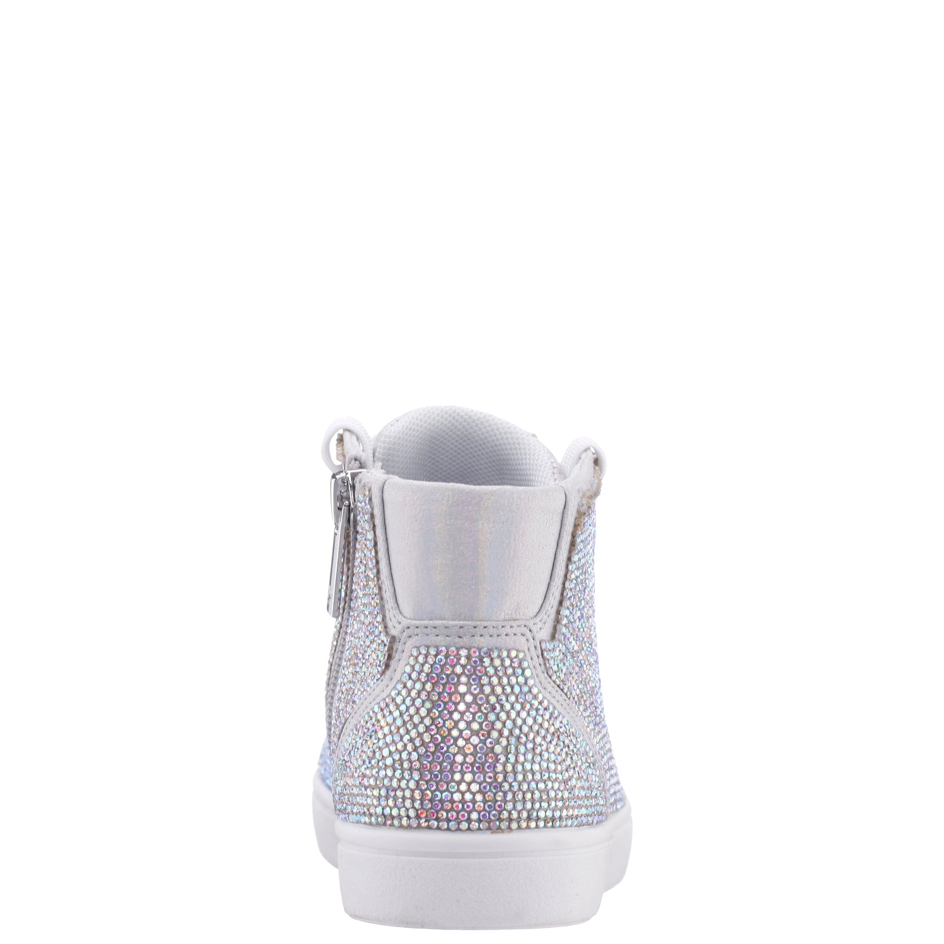 Nina Shoes Girls Kula Silver Crystal Side Zip High Top Sneaker