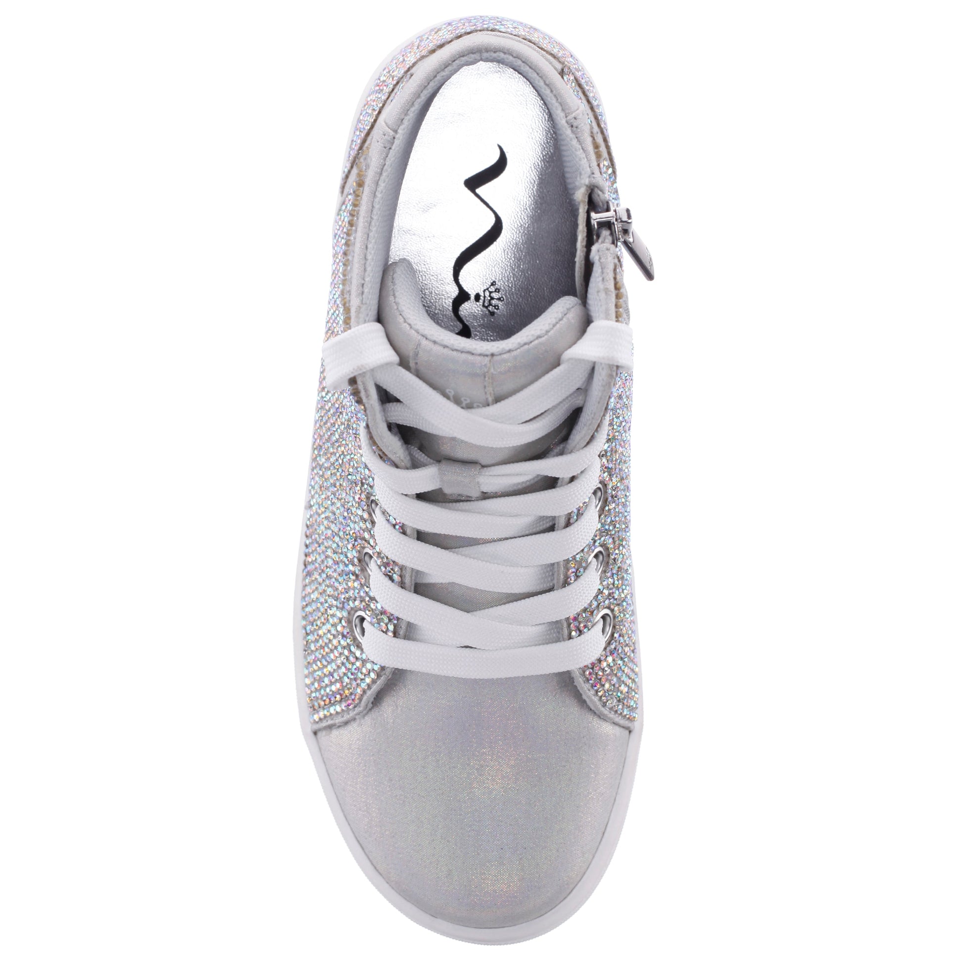 Nina Shoes Girls Kula Silver Crystal Side Zip High Top Sneaker