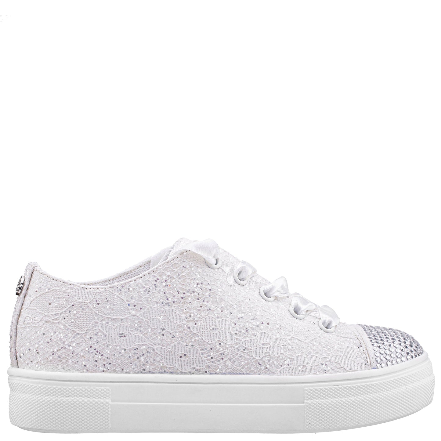 Nina Shoes Girls Monika White Glitter Lace Tie Sneakers