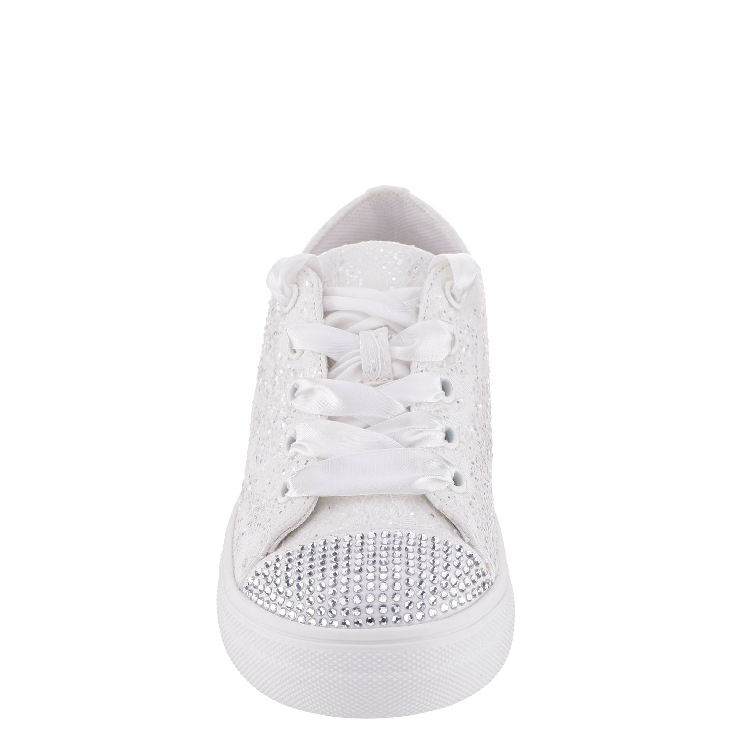 Nina Shoes Girls Monika White Glitter Lace Tie Sneakers