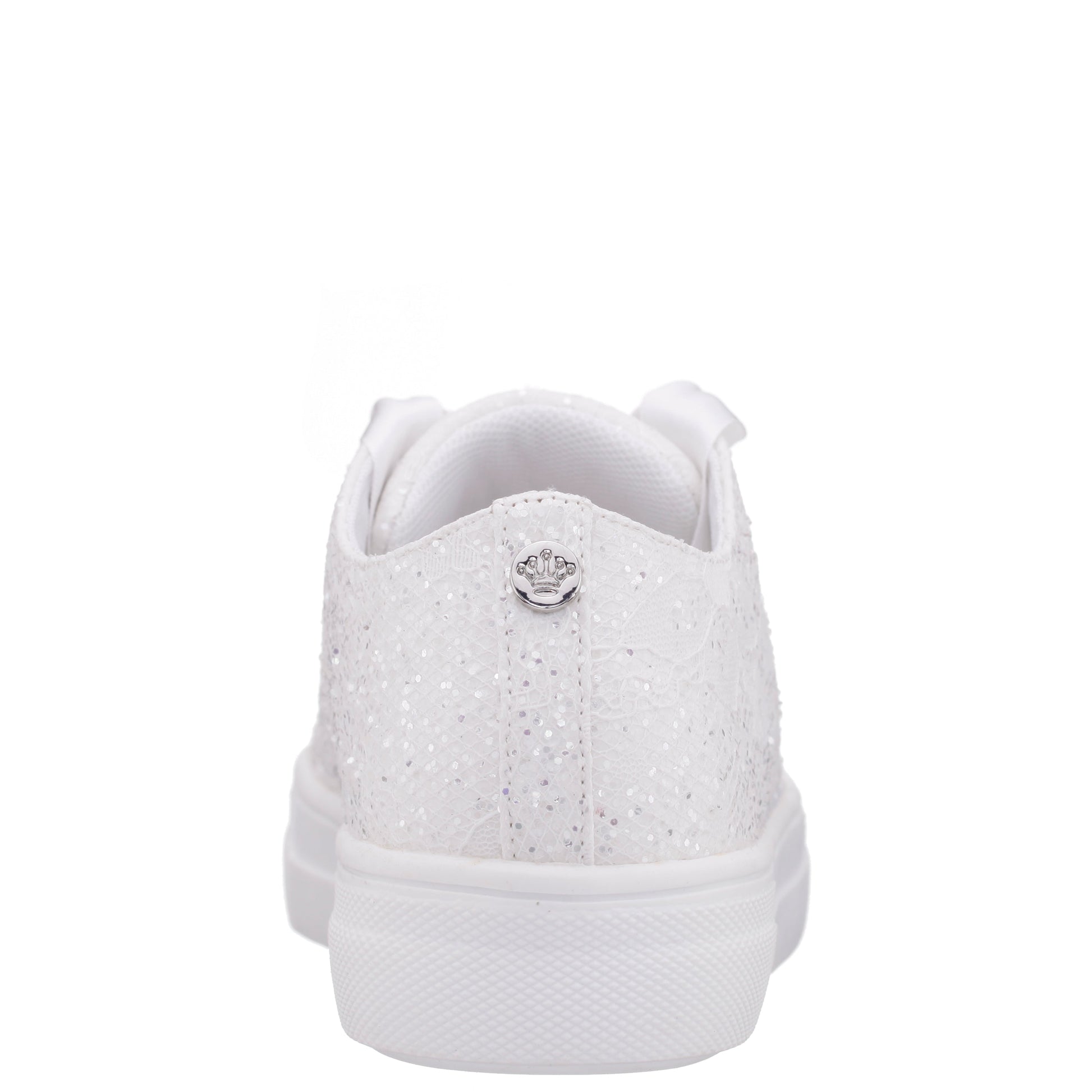 Nina Shoes Girls Monika White Glitter Lace Tie Sneakers